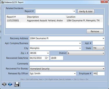 Mobile screen view of law enforcement evidence software